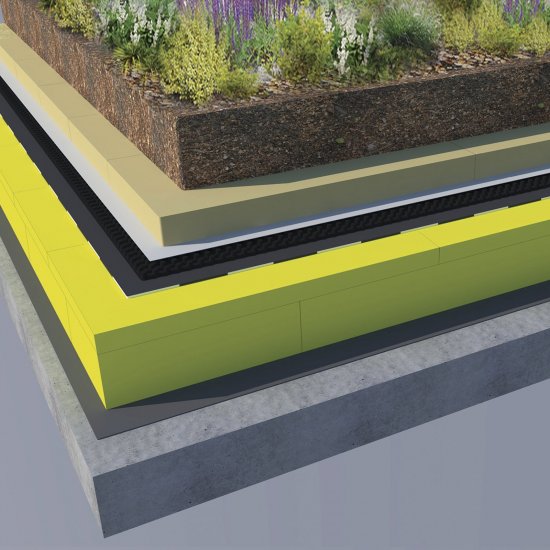 Schéma zelenej strechy s vegetačným panelom