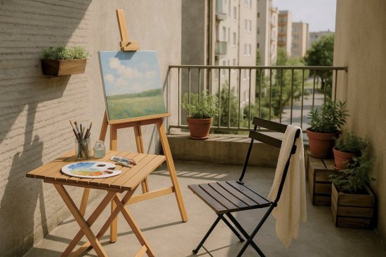 Urobte si na balkóne kútik pre svoje hobby - či už radi maľujete, píšete alebo čítate. Ilustrácia: Open-AI