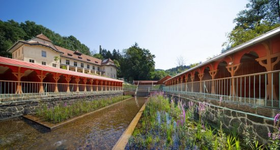 Pôvodná plaváreň s prezliekacími kabínkami. Zdroj: Kúpele Luhačovice a.s.