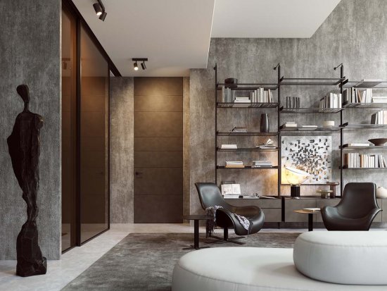 Otočné dvere MASTER, opláštenie kože antik, skrytá zárubňa AKTIVE 40/00