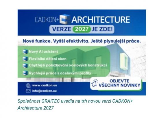 Spoločnosť GRAITEC uviedla na trh novú verziu CADKON+ Architecture 2027